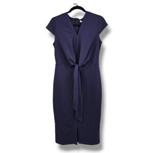 New Grace Karin‎ Navy Blue Tie Front V-Neck Career Office Sheath Dress M
